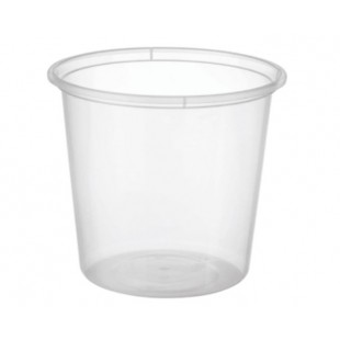 Plastic Round Storage Container w/ Lid - 850mL (Pack of 10)