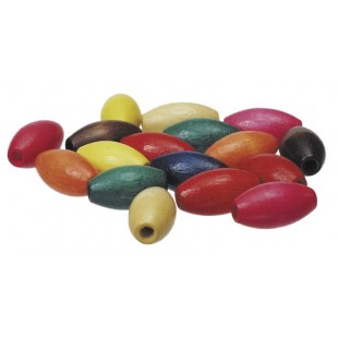 Wooden Oval Threading Beads Assorted 100 Pack