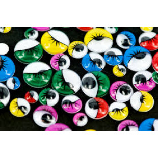 Joggle Eyes Assorted/Multi Colour W/ Lashes (Pack of 100)