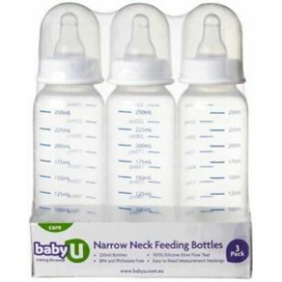 Narrow Neck Feeding Bottles BabyU (Pack of 3)