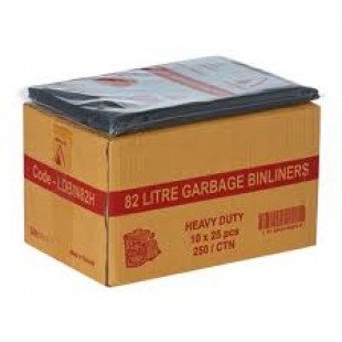 Garbage Bags - Bin Liners 82 Litres -  H/Duty (Pack of 250)