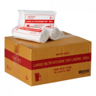 Garbage Bags - Bin Liners 36 Litres - White (Pack of 1000)