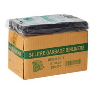 Garbage Bags - Bin Liners 54 Litres - Black (Pack of 250)