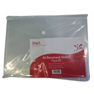 Clear Document Wallet With Button A4 Polypropylene Plastic (Pack of 10)