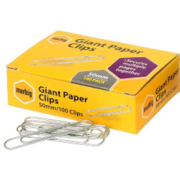 Large Paper Clips 50mm Marbig  (Pack of 100)