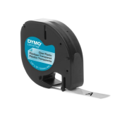 Dymo Letratag Plastic Label Tape 12mm Black on Clear