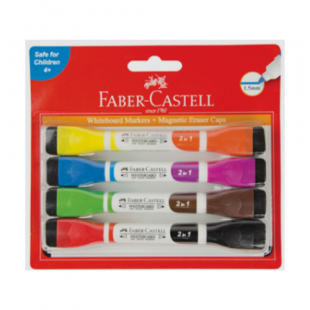 Marker Faber Castell Magnetic Whiteboard + Eraser Cap 8 Colours (Pack of 4)