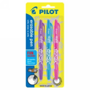 Pilot Frixion Erasable Pen 0.7mm Medium Fun Colours Pink/Violet/Light Blue (Pack of 3)